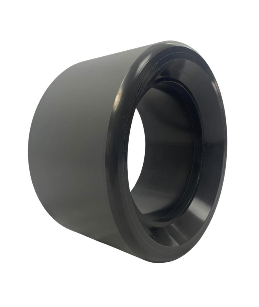 Cat 5 uPVC Reducing Bush – grey large-bore PVC reducer used to connect two uPVC pipes of different diameters, available in sizes 200 mm–375 mm.