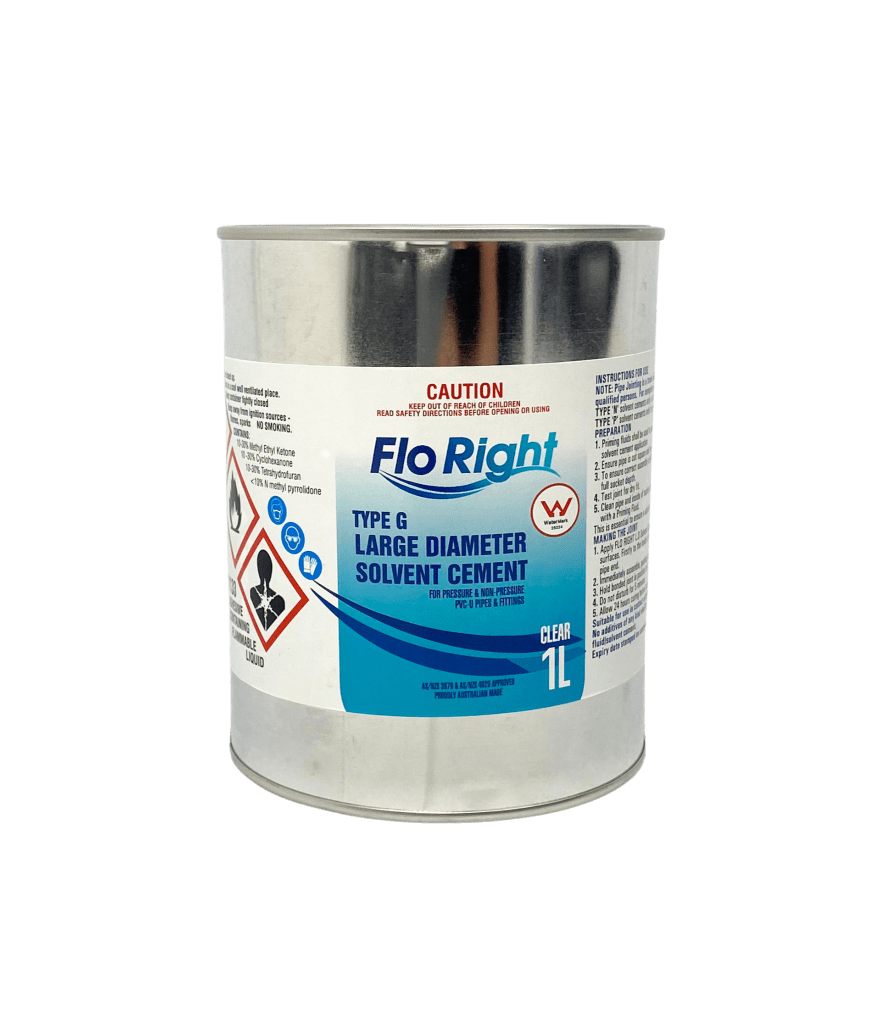 Large-diameter solvent used in PVC and PE piping systems