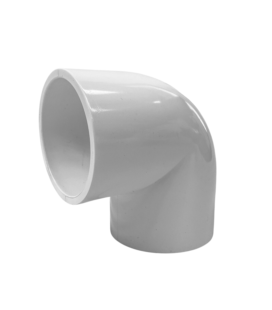 uPVC Cat 13 90° Elbow – PVC pressure pipe fitting providing a right-angle bend for directional change in uPVC systems, available from 15 mm to 375 mm.