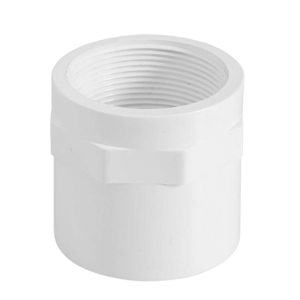 uPVC Cat 18 Faucet Socket – white PVC high-pressure fitting with female BSP thread and socket end for connecting uPVC pipe, available in sizes 15 mm – 150 mm.